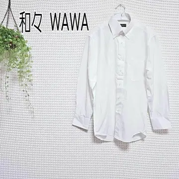 [ 새상품급 ] WAWA 화이트 긴팔 셔츠 가슴 포켓 부착