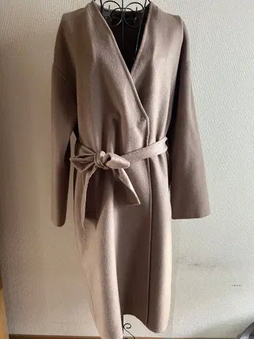 베이지 랩 코트 허리 벨트 포함