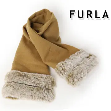 586 새상품 FURLA 훌라 울 x 인조 모피 머플러