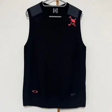 [ 새상품급 ] Oakley 오클리 스컬 니트 베스트 네온 오렌지 자수