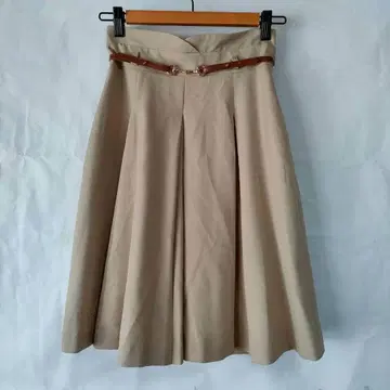MISCH MASCH 벨트 포함 플레어 스커트 깔끔한 무지 베이지 S