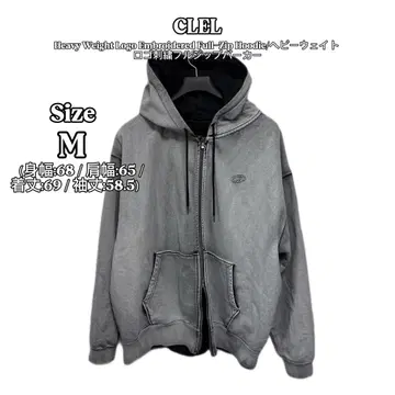 CLEL 더블 지퍼 후드티 M 화이트 그레이