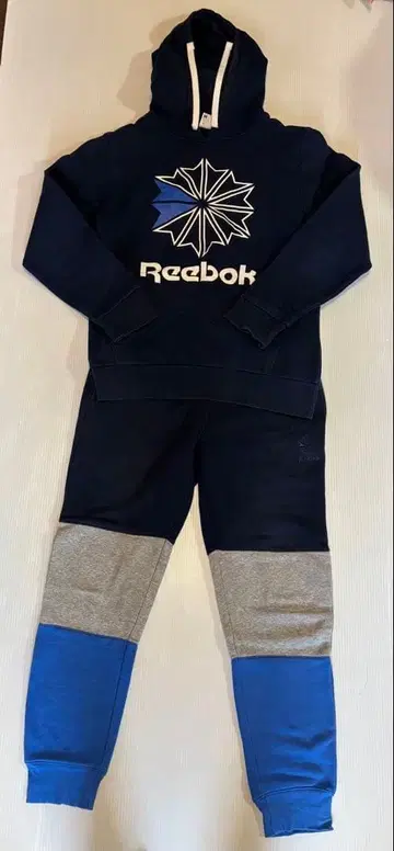 리복 맨투맨 세트 후드티 네이비 바지