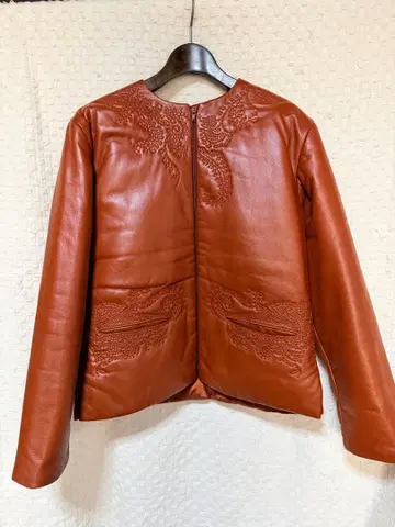 점보 고르티에 레어 브라운 자수 가죽 자켓 빈티지 제품