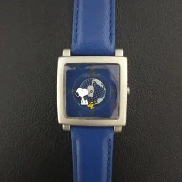 레어 스누피 파랑 가죽 밴드 여성용 손목시계 새상품급