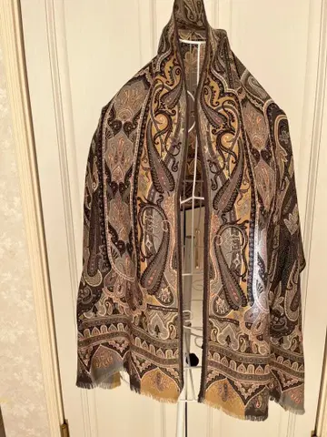 에트로 페이즐리 무늬 고급스럽고 엘레강트한 스톨 울, 실크