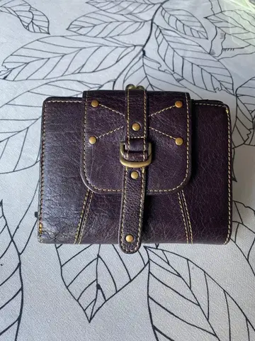 KAZUYO NAKANO 다크 퍼플 접이식 지갑