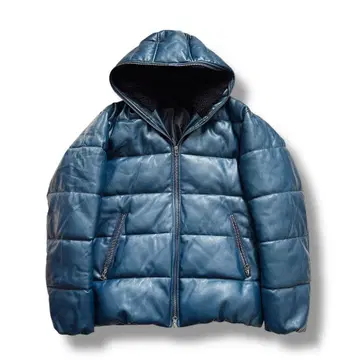다케오 키쿠치 인조 가죽 충전솜 후디드 자켓 네이비 XL 사이즈