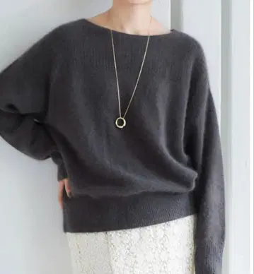 르쿠르 블랑 FOX 혼방 아제 콤비 보트넥 니트 그레이 38