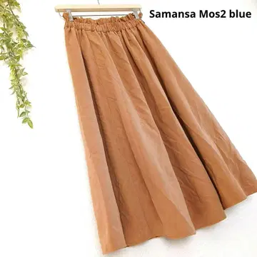 사만다 모스모스 블루 플레어 스커트 허리밴딩 캐주얼 루즈핏 F