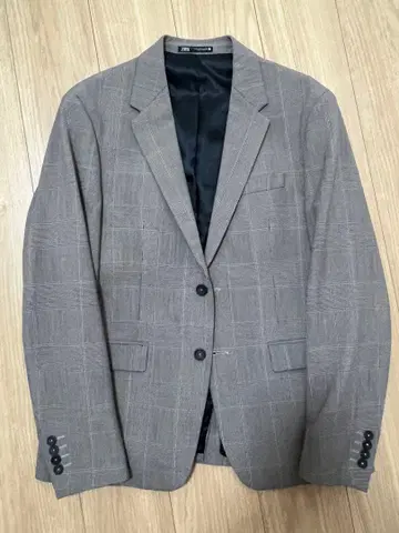 ZARA 그레이 체크 무늬 테일러드 자켓 XL