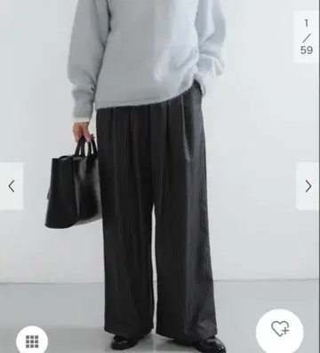 [ 이지케어 ] 울 혼방 턱 개더 스트레이트 팬츠