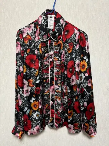 Sov. 더블 스탠다드 클로징 플라워 프린트 긴팔 셔츠 38