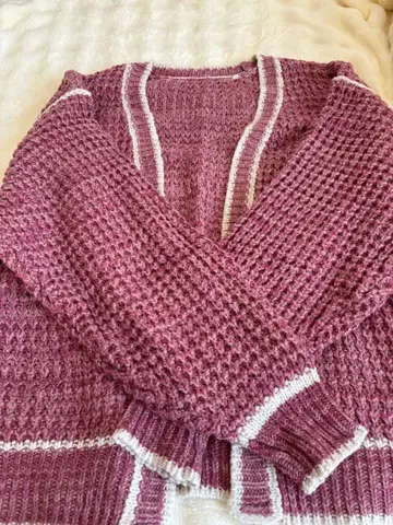 퍼플 뜨개질 디자인 가디건