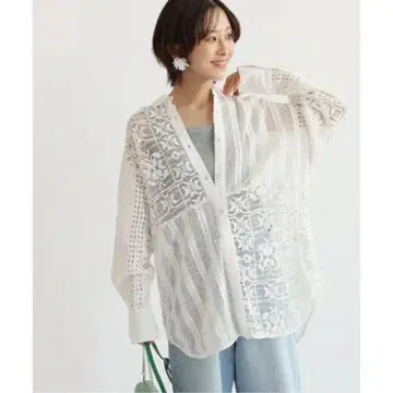 journal standard relume 패치워크 레이스 롱 셔츠