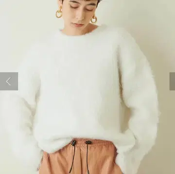 윔 가젯 MIX 퍼 니트 풀오버 화이트 긴팔 니트 스웨터