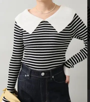 IENA 파인 울 숄카라 리브 풀오버