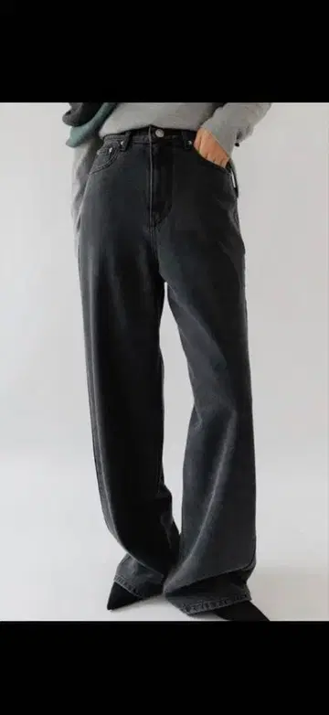 Na.e 나에 와이드 루즈 진스 차콜 새상품 보통 기장