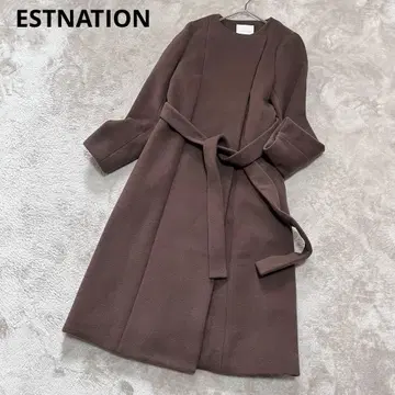 에스트네이션 노카라 벨티드 코트 롱 코트 울