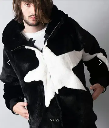 NO ID. 투 스타 인조 모피 후디드 BLZ 프린트