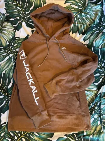 JACKALL 브라운 후드티 L 풀오버 후디