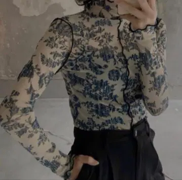 litmus lutens 꽃무늬 시어 탑 블루