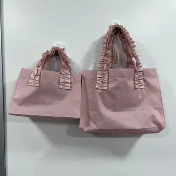 프릴 달린 핑크 토트백 세트