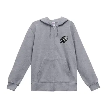 그레이 로고 집업 후드티