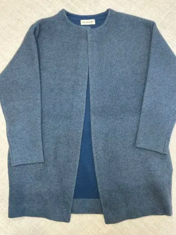 INED 블루 니트 가디건 롱 기장