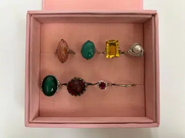 실버 반지 8개 세트 컬러 스톤 포함