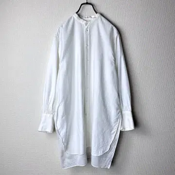 MACPHEE 맥피 코튼 몰스킨 밴드 카라 튜닉 셔츠