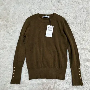 택 포함 미사용 새상품 ZARA 자라 긴팔 니트 상의 짙은 갈색