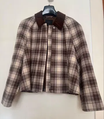 ZARA 베이지 브라운 체크 자켓 EUR S