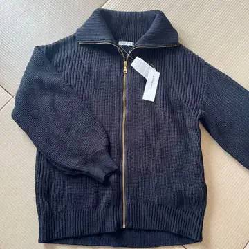 글로벌 워크 풀 집업 니트 블랙