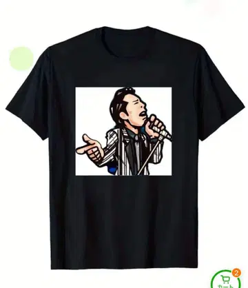 야자와 에이요시 아트 프린트 블랙 T셔츠(L)