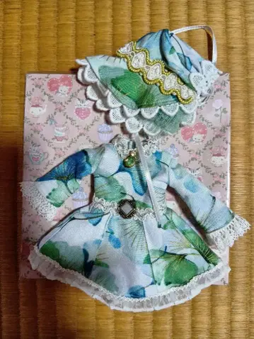 리카짱 옷 갈아입기 의류 꽃무늬 드레스와 모자 핸드메이드