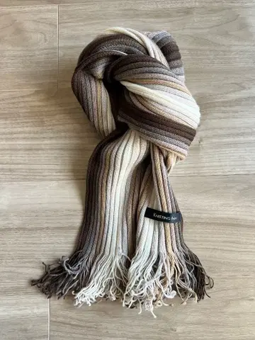 KNITTING INN 마츠이 니트기켄 울 리브 머플러 브라운