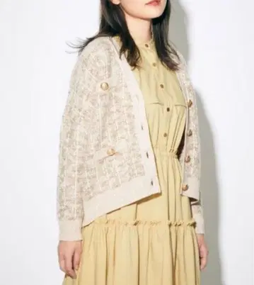 GRACE CONTINENTAL 믹스 트위드 니트 가디건 상의