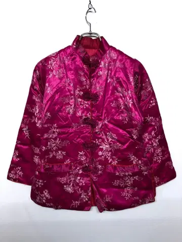 레트로 오리엔탈 구제 의류 동양풍 꽃무늬 자수 새틴 차이나 자켓
