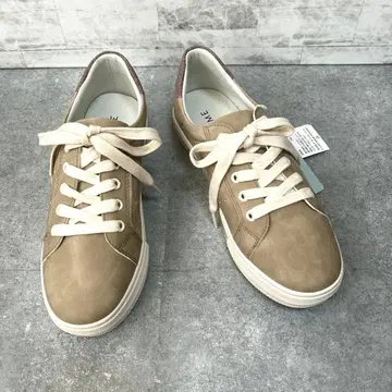 [ 새상품 ] 힐미 베이지 스웨이드풍 레이스업 스니커즈 24.5cm