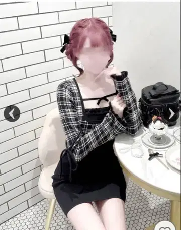 허니뮤우 체크 리본 도킹 원피스