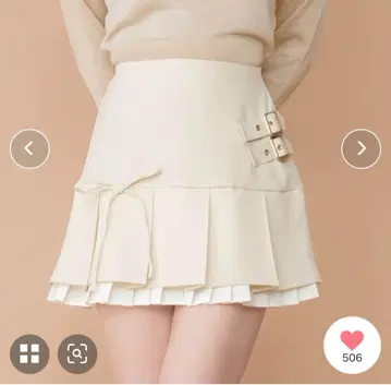 PriCHOU 프릴 플리츠 미니 스커트 아이보리