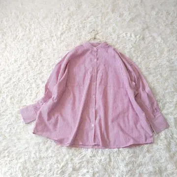 미사용 새상품 코우베레타스 오버 사이즈 밴드 카라 스트라이프 긴팔 셔츠