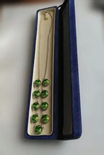 칠보 세공 플라워 무늬 그린 컬러 목걸이