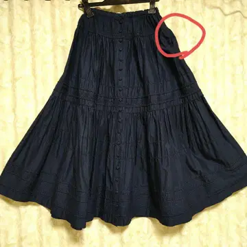 W 밴딩 약 70cm까지 핑크하우스 네이비 컬러 스커트