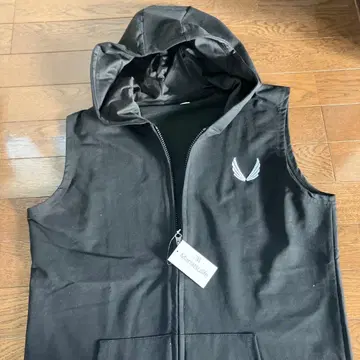 Manatsulife 블랙 후드 부착 베스트 2XL