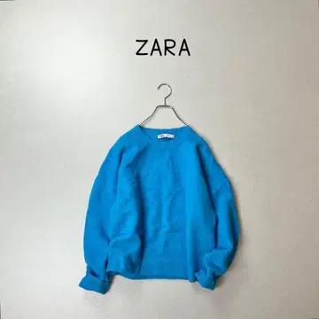 ZARA 자라 울 믹스 블루 니트 가로 길이 넉넉 체형 커버