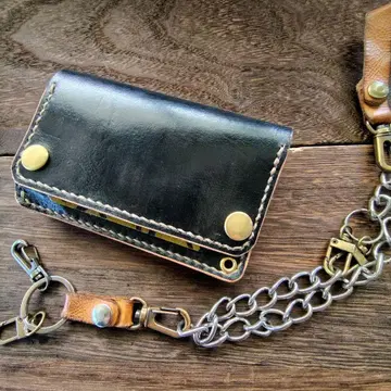 미들 사이즈 트래커 지갑 블랙 x 표범 & 히비스커스 욕심쟁이 세트