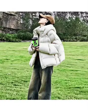 아이보리 숏 기장 다운 자켓