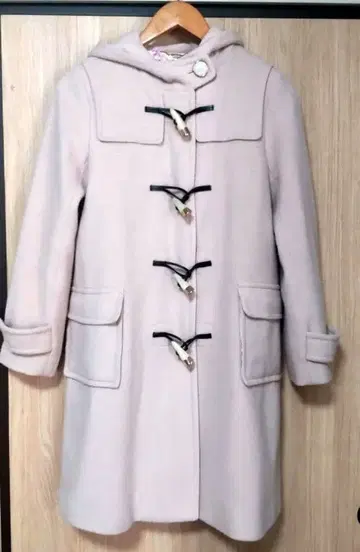 FREE SIZE 더플 코트 후드 부착 라이트 핑크색